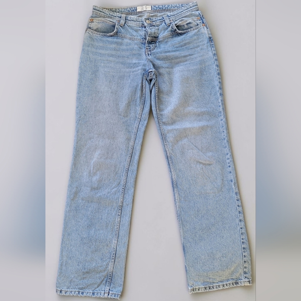 We The Free By Free People Light Wash Straight-Leg Jeans, Relaxed, 90's, Size 31